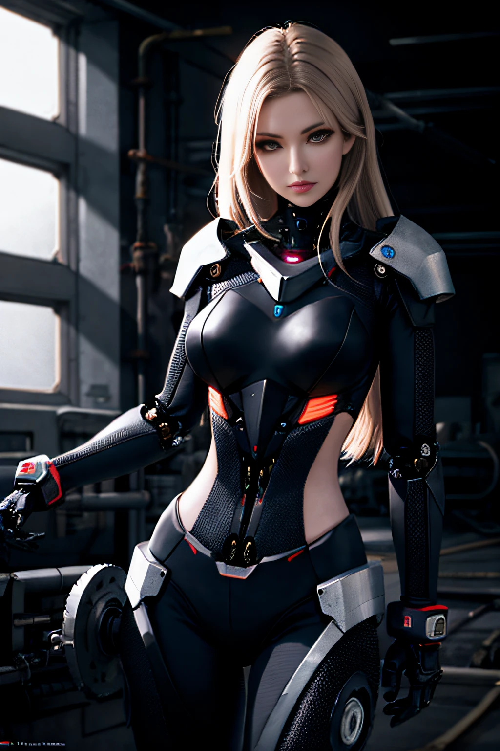 (Top view),Dynamic Angle,Super detailed, illustration, close up, straight on, 1 Girl, 
 ((Soryu Asuka Langley, interface headset, Red tights:1.4, Blonde)),Her eyes shone like dream stars,(Glowing eyes:1.233),(Beautiful and delicate eyes:1.1),(Expressionless,Shut up),(permanent), 
(Mechanical room with tools and spacecraft windows in white spaceship),
(night:1.2),dream, [[slender fingers and hands:0.55]::0.85],(Details refer to),