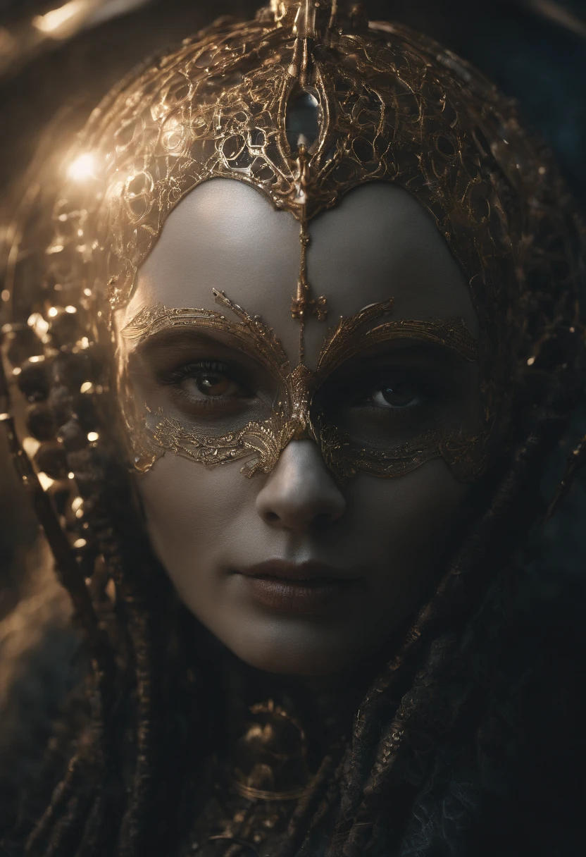 extraterrestial，From Terchar, Translucent ethereal aliens，It has refined features in a sci-fi environment, Shine from the inside out, Sparks and lights, do lado de fora, Lua, Close-up, Realistic, highly  detailed, 复杂