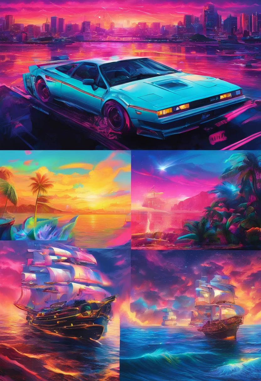 Real picture((Oil paints ))Landscape painting,acrycle painting,Brush strokes,With unparalleled realism,ultrawide,ominous skies,Sail ships,Wooden boats,Lotus,Huge waves,Starry night,Harry Potter,voluminetric lighting,Clearing,Realistic,james gurney,art stations,((Paint with oil painting))