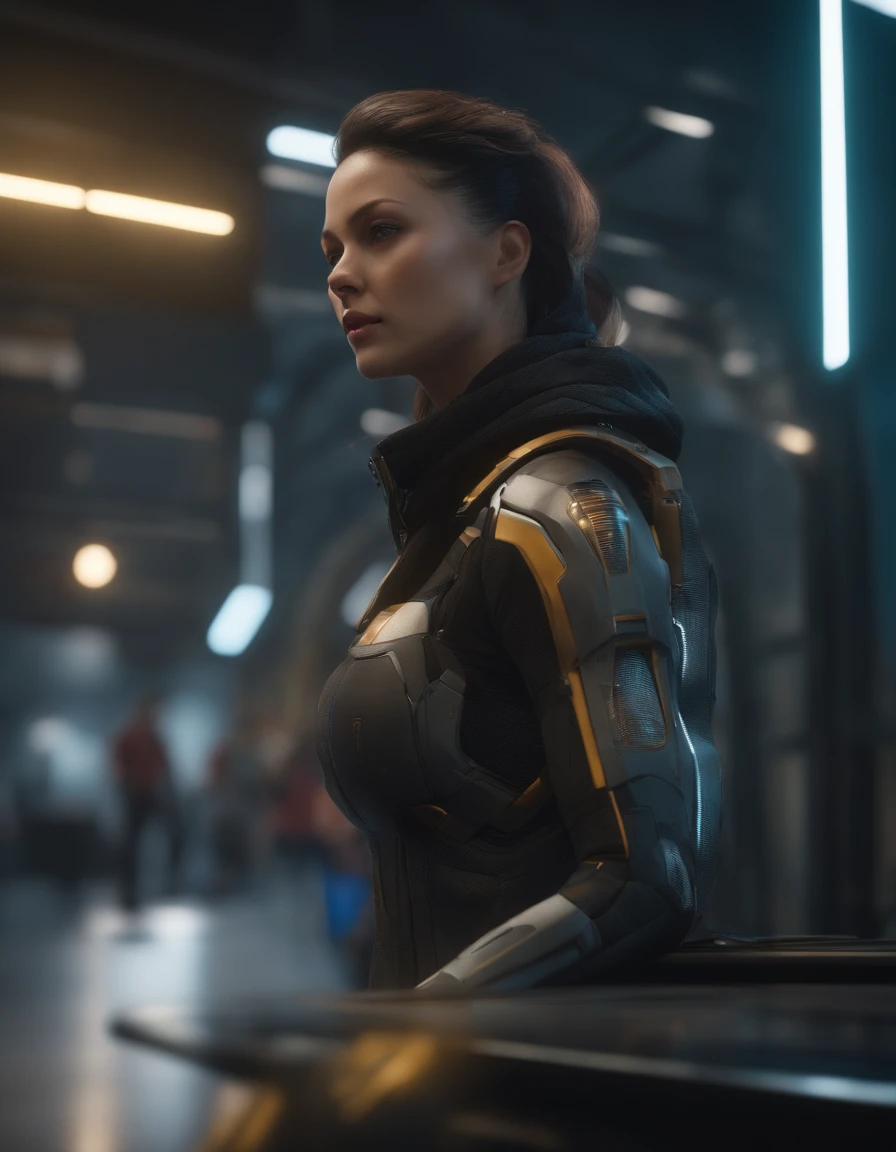 。.3D, A beautiful cyberpunk female image,hdr(HighDynamicRange),Ray traching,NVIDIA RTX,Hyper-Resolution,Unreal 5,Subsurface scattering、PBR Texture、post-proces、Anisotropy Filtering、depth of fields、maximum definition and sharpness、Many-Layer Textures、Albedo e mapas Speculares、Surface coloring、Accurate simulation octane rendering of light-material interactions、Two-colored light、largeaperture、Low ISO、White balance、the rule of thirds、8K raw data、blackstockings
