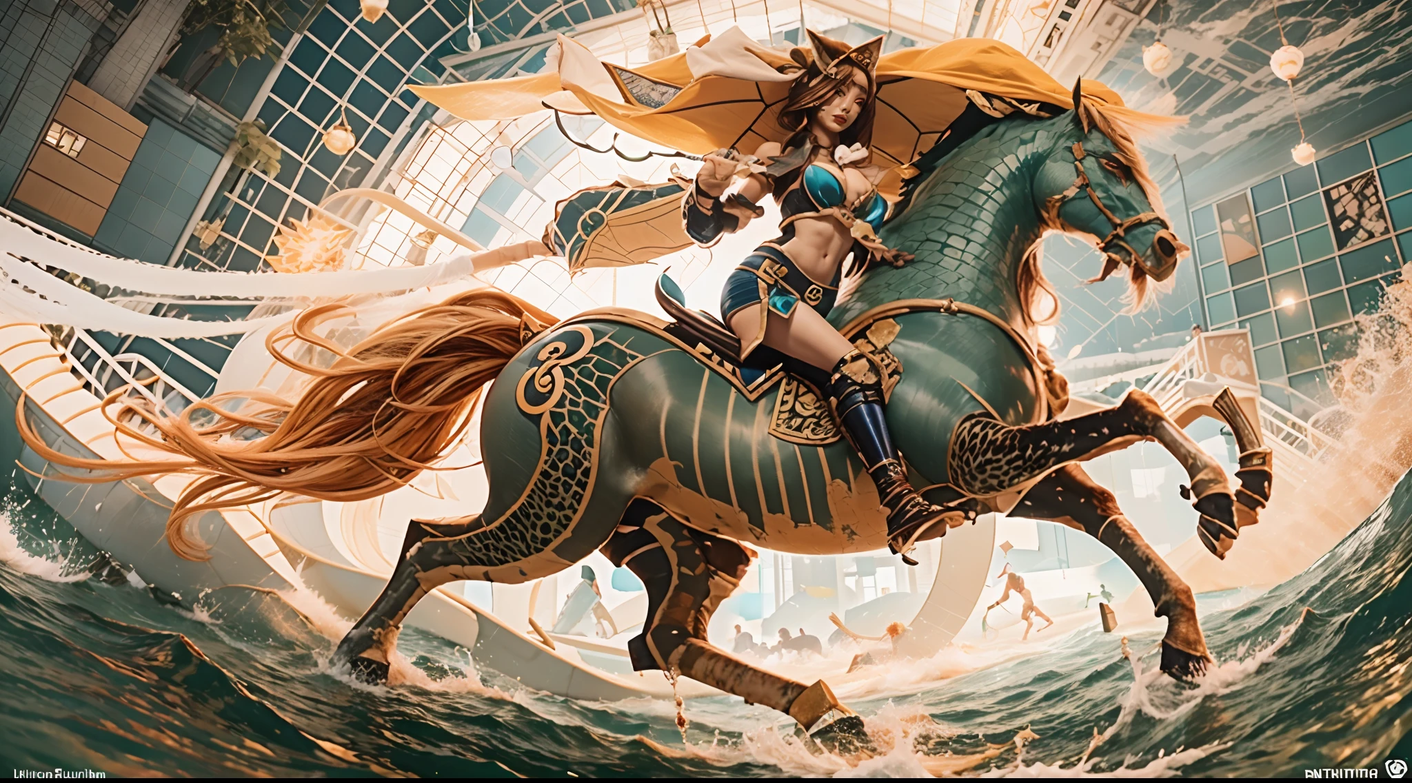 In the beautiful illustration of this super-grand scene，The ultra-distant lens shows us（Over eight unique centaur characters：9.9），（Traveling through the stars：9.9），They all have their own characteristics，Vivid and interesting。Radiant from the heavens（angelicales：6.6）Like centaurs、To nightmarish is（Surrounded by flames：6.6）of the hellish centaurs、And then to the wind dancing in the air（fairy：6.6）centaur horse、And thunder and lightning surrounding（Unicorn：6.6）centaur horse，and shining metallic ones（Machinary：6.6）centaur horse、And then to color（Dragon scales covered：6.6）The strength of the whole body is a powerful dragon centaur、Elegant and agile（the elf：6.6）The centaur's slender and graceful lines always wear a flower crown、Enchanting and charming（Tiflin：6.6）centaur horse、Have the indescribable（Raised sexy：6.6）'s（succubi：6.6）centaur horse。Each character has their own unique charms and abilities。The illustration uses advanced artistic techniques and tools，（Divide the scene into sections by geometric arrangement：9.9），Each section corresponds to a centaur character，This makes more efficient use of space。Through Midjourney's advanced brush tools、Color palette、Material packs and model packs、Texture tools，For each centaur, beautiful props are designed to increase racial characteristics、Clothing and physical features，（Enhances the character's personality and visual appeal：2.5）。The scenery in the illustrations is stunning，There are changing skies、rainbowing、extreme light、Stars and Moon。Incorporating iconic landmarks such as Mount Everest，and fireworks、tranquil lake、Natural and urban elements of waves and neon lights，Creates a magical atmosphere。The centaurs display their unique abilities and equipment in a variety of environments，This is true even in extreme alien landscapes。（Use Midjourney's tools、Material packs、Texture tools、The color palette makes depicting details vivid and realistic：9.9），From complex hairstyles and as well as different racial traits、Body、Appearance featu