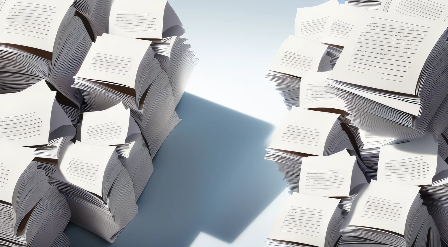 A close-up of a stack of papers stacked on top of each other, Piles of paperwork, many copies of them, papers, high quality paper, Loose paper, on high-quality paper, Single sheet, layered paper, documents on desk, photoillustration, Black on white paper, Overhead, video still, stereograms, full resolution, no duplication, Documents