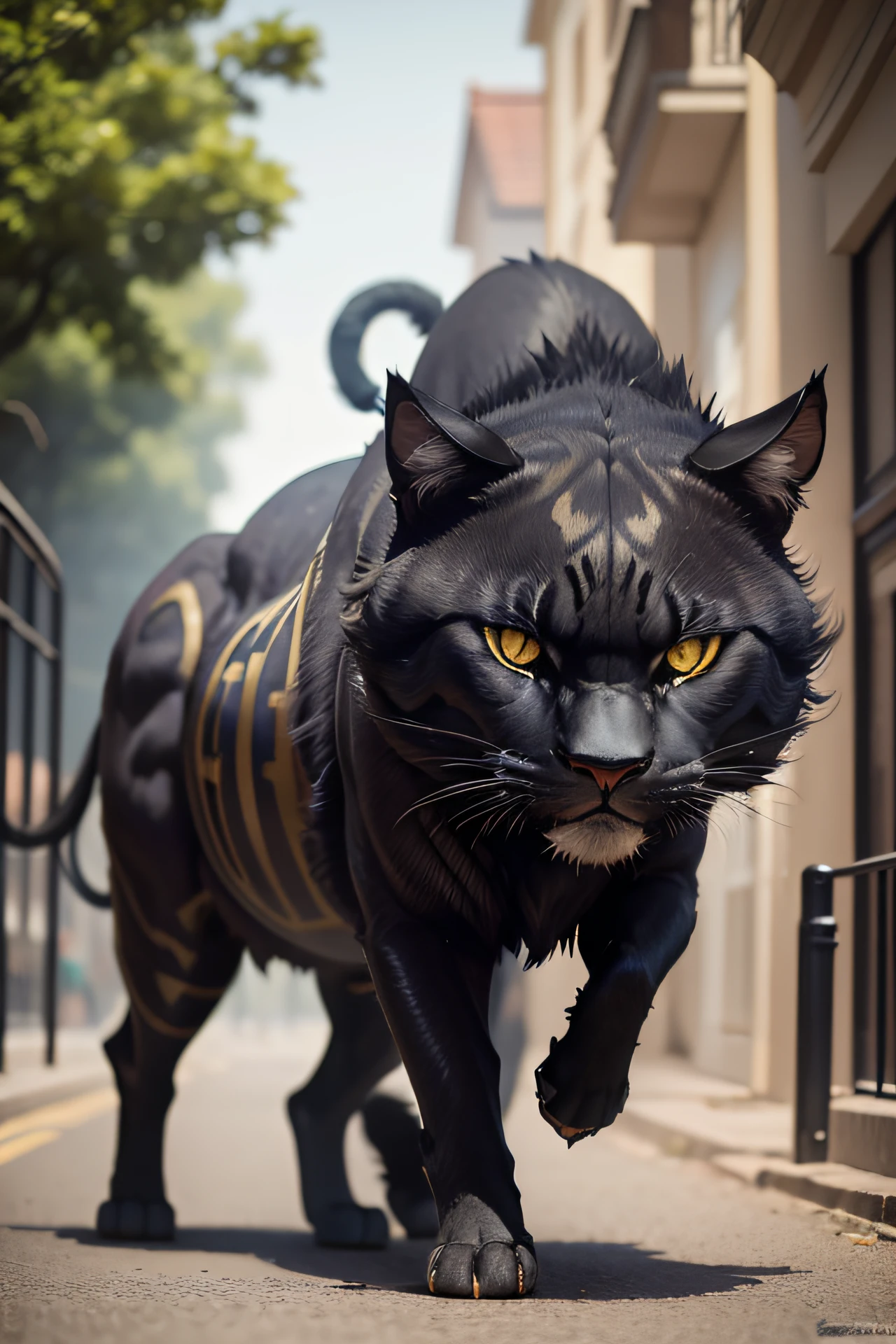 black pantera walking infront on you