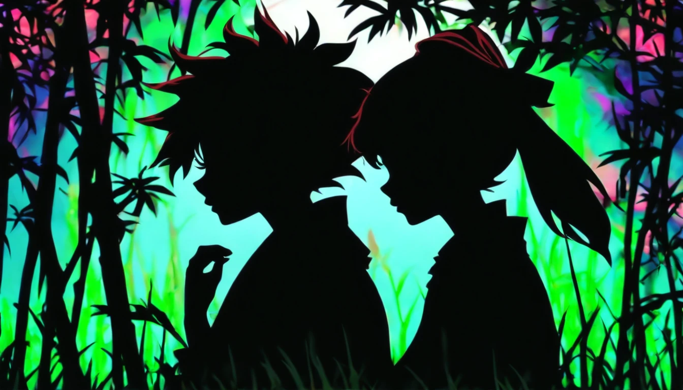 (Silhouette Art,cutouts:1.6)
(((Paper cutting art,A world where only black exists:1.3)
(Cowboy Shot),1 girl,Solo,
(Kimono Girl,profile:1.2),white, Clear and beautiful face,Sunrise behind
break
(morning glow、Viola Green grass:6.1)
Textured glass background,Arcana World
