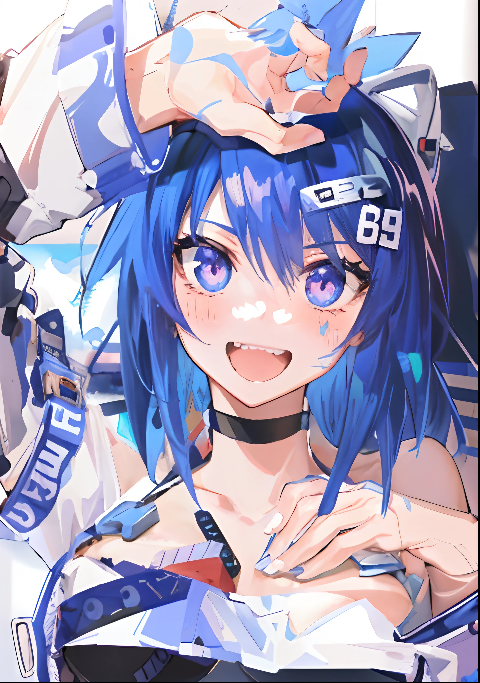 anime girl with blue hair and purple hair holding a can, fully robotic!! girl, e - girl, e-girl, style of ssss.gridman (2018), anime monster girl, h. u. d, 2 d anime style, anime girl named lucy, anime visual of a cute girl, ahegao, portrait anime space cadet girl, waifu, lewd, sexy