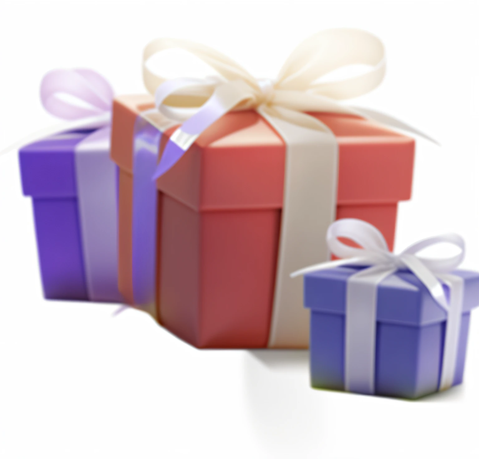 Three colorful gift boxes，There are ribbons and bows on the white surface, Gifts, gifts, birthday wrapped presents, giving gifts to people, Beautiful image, loot box, drawn image, added detail, Avatar image, festivity, Trio, author：Master of Han Chinese, fanbox, Grand!, rendering, Contest, gold, Award-Awarded, small, A digital rendering, delicacy