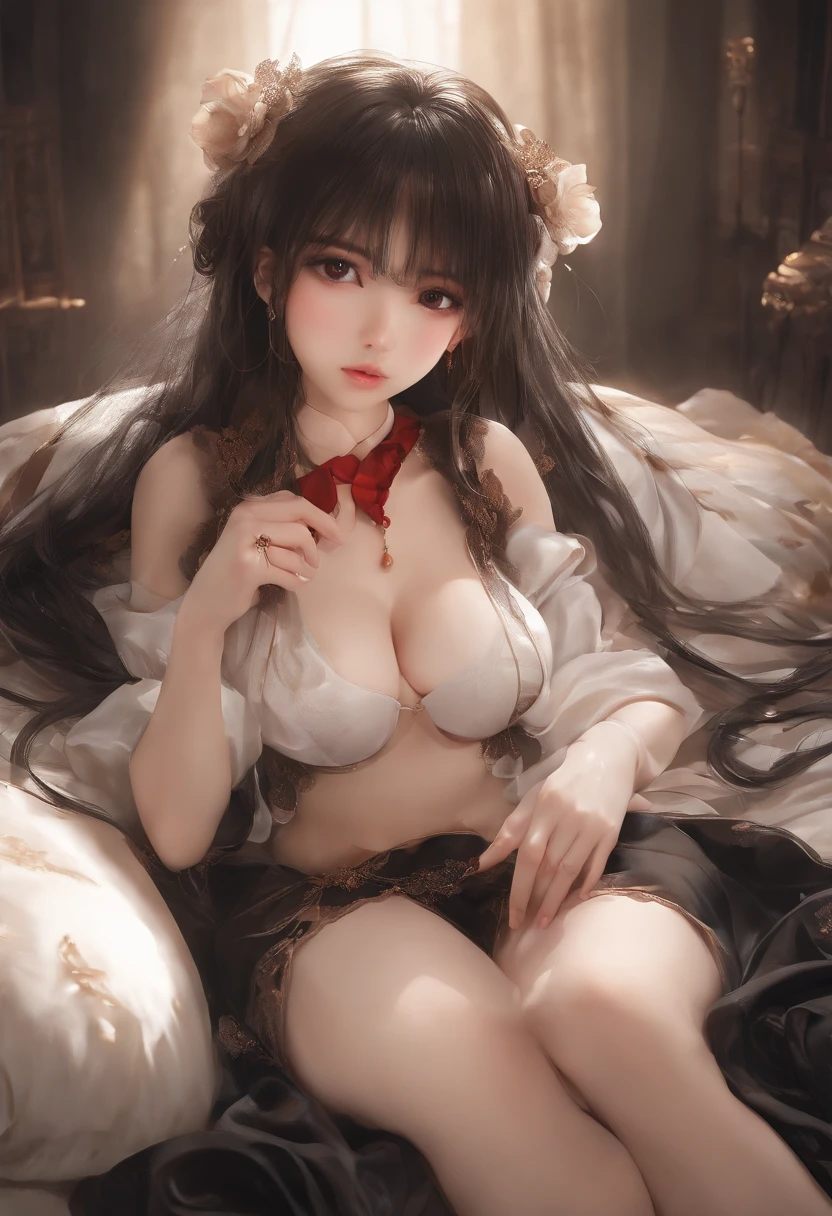 A dark-haired、Mouth open、Complete Anatomy、perfectly flat breast、cute  face、Twin tail hair、Natural lighting、dynamic ungle、In the dimly lit chamber、Lying down、very small waist、Extremely thin thighs、Open legs、skin is wet、Red face、Extremely small bust、narrow shoulders、Delicate body、head is large、eyes large