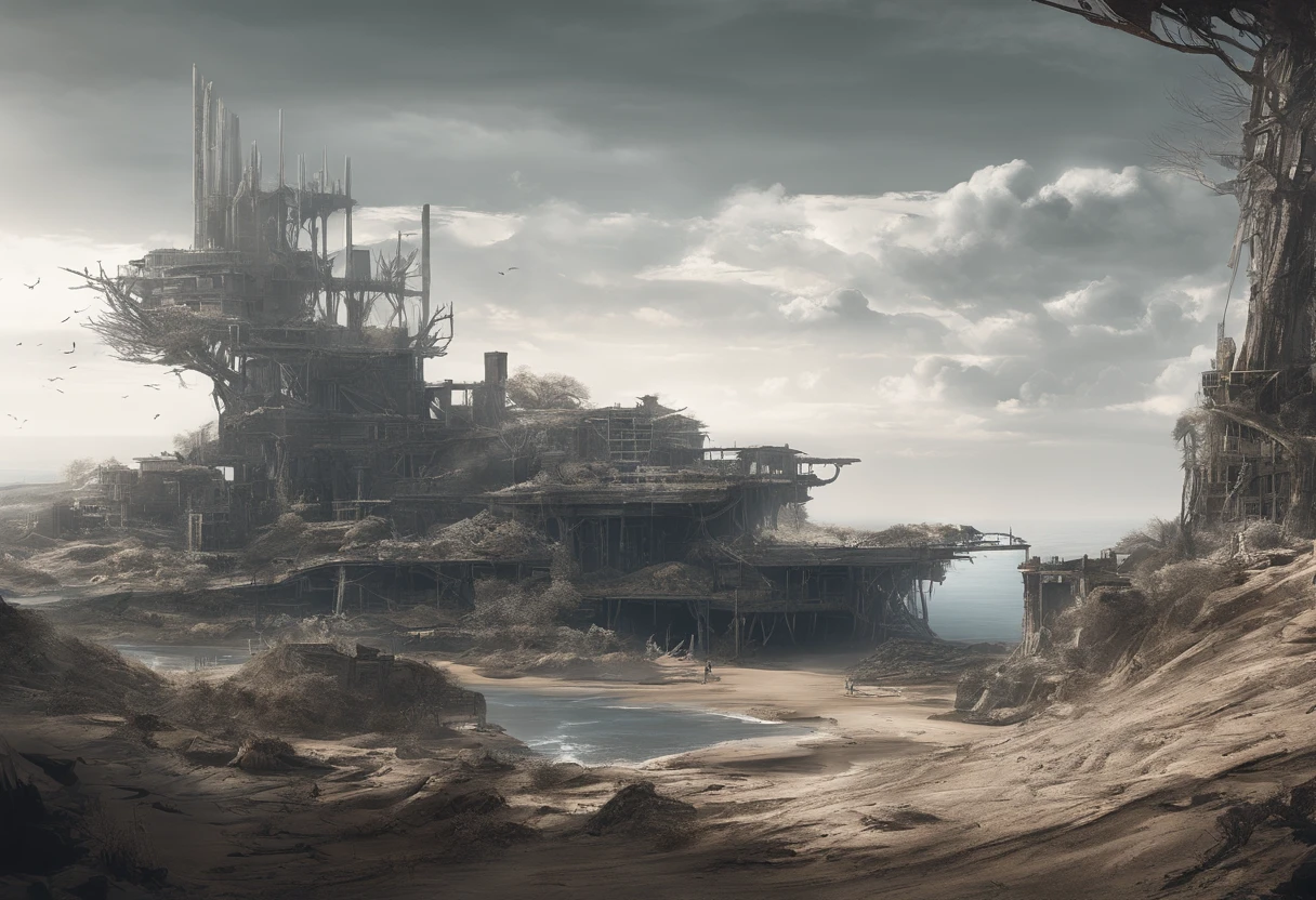 The island was formed by the uplift of a group of ancient ruins that had sunk to the seabed. Rotting trees, dry coral, tilted earth and ruins of buildings,