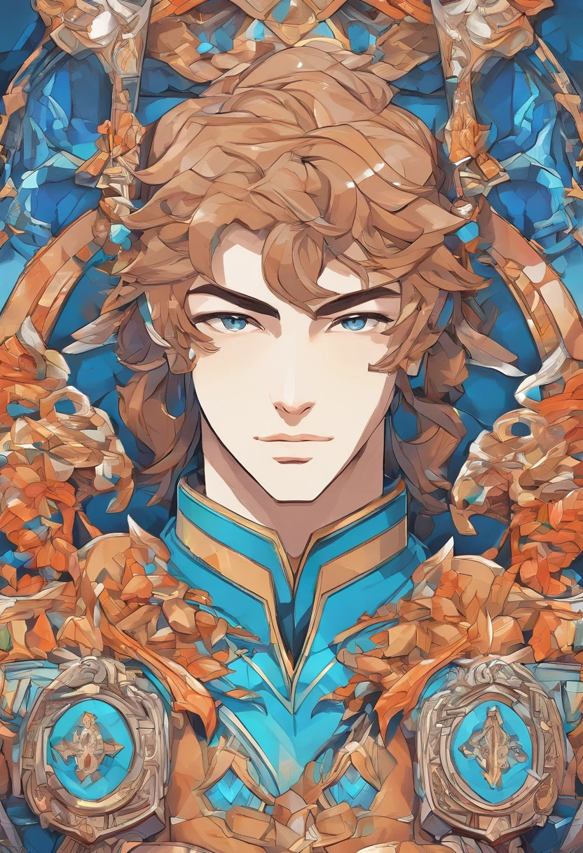 character bust of a swordsman, hand drawn cartoon illustration, Solid and vivid background, Fine, detailed scale, Soft lighting, game character, upper body, Created by Lois Van Barl and Reusch and Ross Tran and Ross Drås and Sam Yang and Sam Ess Arts and Altgerm, Best Quality, masutepiece