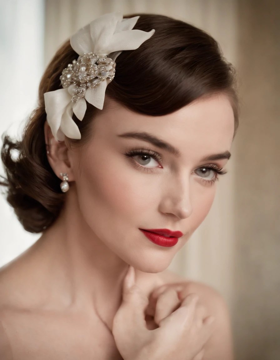 up close photo of 1girl,30 years old ,mulher loira parecida com a AUDREY HEPBURN e a marilyn monroe ultra realista Bijoux de Charme