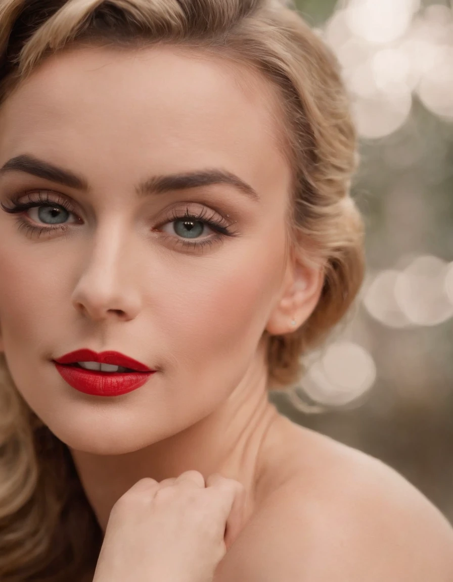 up close photo of 1girl,30 years old ,mulher loira parecida com a AUDREY HEPBURN e a marilyn monroe ultra realista Bijoux de Charme