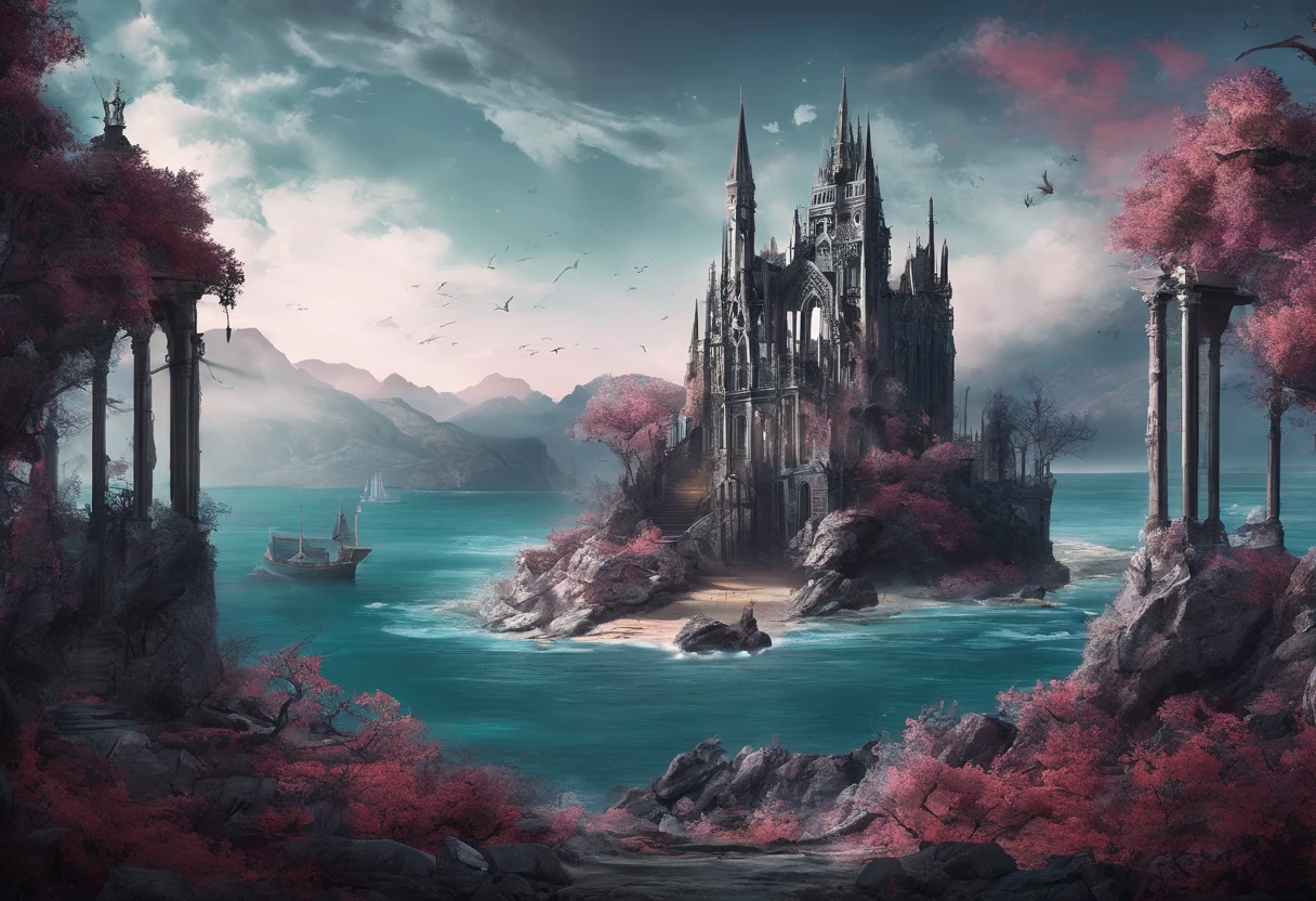 The island was formed by the uplift of a group of ancient ruins that had sunk to the seabed. Rotting trees, dry coral, tilted earth and ruins of buildings,