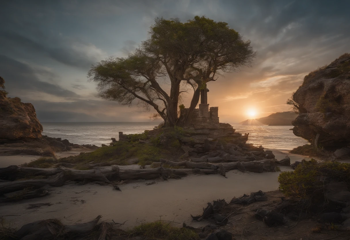 The island was formed by the uplift of a group of ancient ruins that had sunk to the seabed. Rotting trees, dry coral, tilted earth and ruins of buildings,