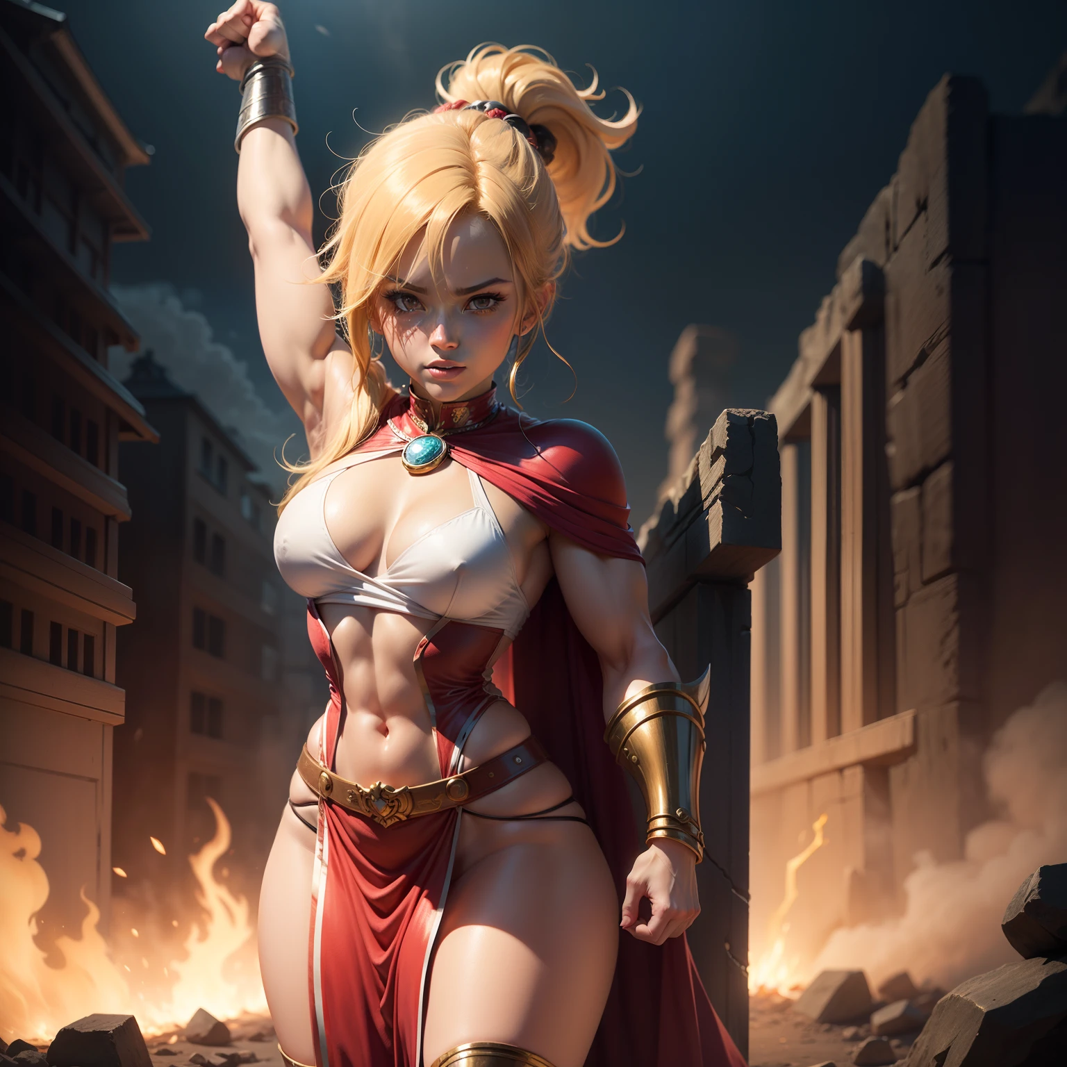 (Best Quality), (masutepiece), Fist of the North Star, Chibi Kenshiro,Ancient Greece Roman Toga、fancy dress、Standing、Detailed details