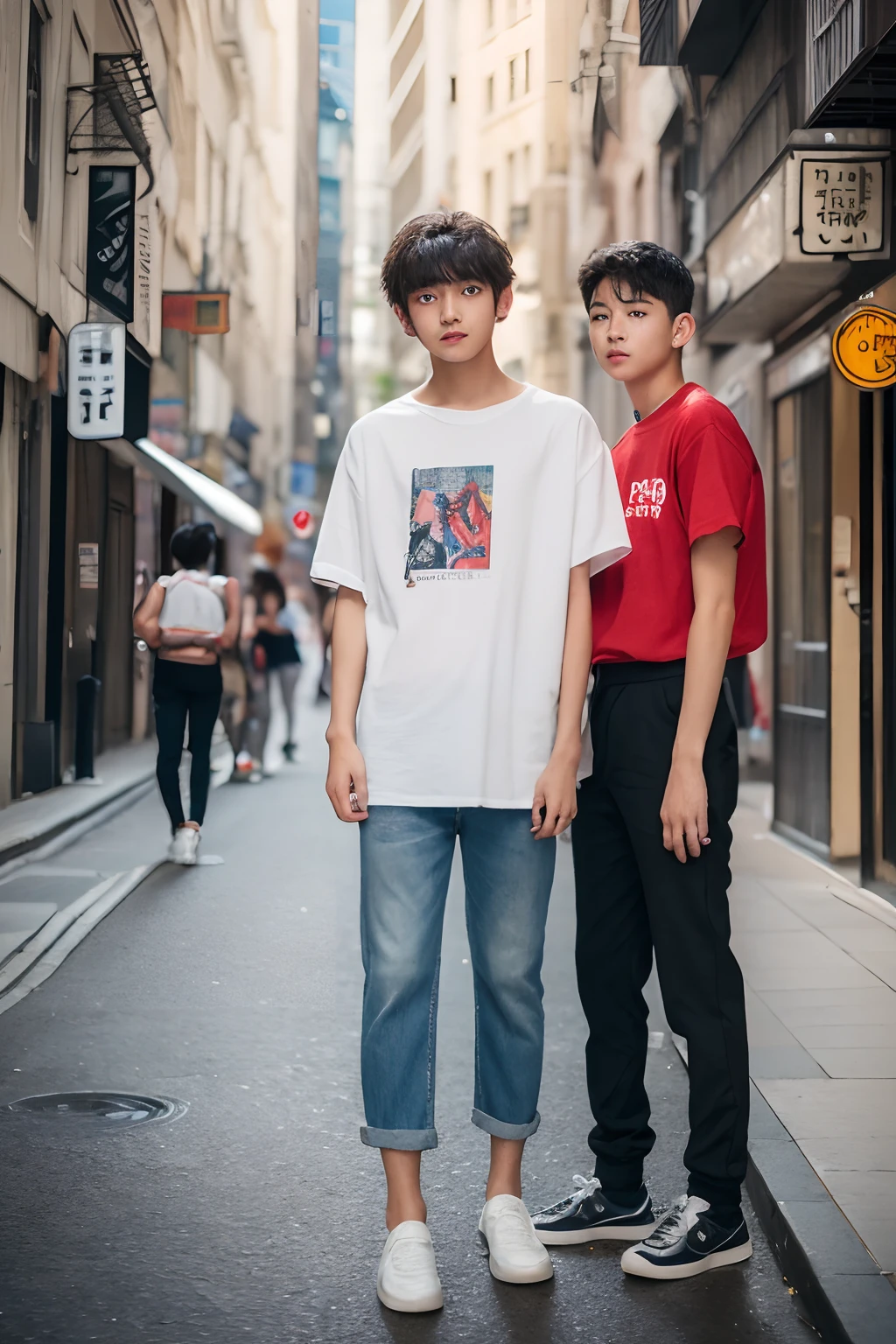 (top-quality、8K、32K、​masterpiece）Young men、street snap、夏天