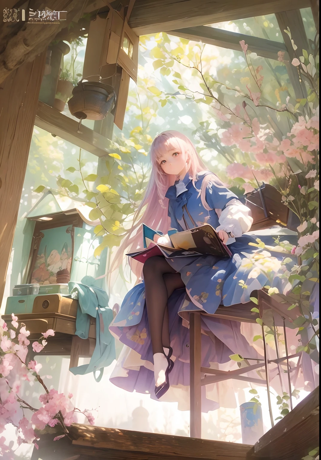 Top quality. Painting by Akihiko Yoshida. Illustration. Character design. Woman. A world of swords and sorcery. Spring. Miniskirt. Sit and open your crotch . From the bottom --auto --s2