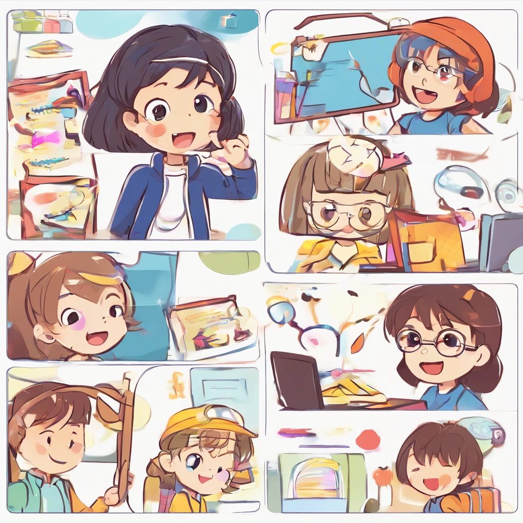 Depict a bright classroom,Full of technology atmosphere。Students in the classroom can use VR glasses for virtual reality learning,They can explore a variety of scenarios and knowledge in an immersive way。ao mesmo tempo,There are also students drawing cartoon characters,Show their creativity and artistic talent。Teachers are teaching students how to take pictures with their cameras,Develop their photography skills。Still others draw with brushes,Express your thoughts and feelings。ao mesmo tempo,There are also students exploring the inside of the classroom,Discover new knowledge and discoveries。There are even students operating drones to measure,Demonstrate the application and innovation of technology。The entire illustration can be laid out vertically,to highlight the faces and expressions of the characters,It gives people a feeling of closeness and authenticity。This illustration is suitable for commercial use,Can be used for education-related advertising、promotional materials, etc,Show the technology and innovation of modern education。ao mesmo tempo,Well-portrayed character faces can also bring a better visual experience to the audience。
