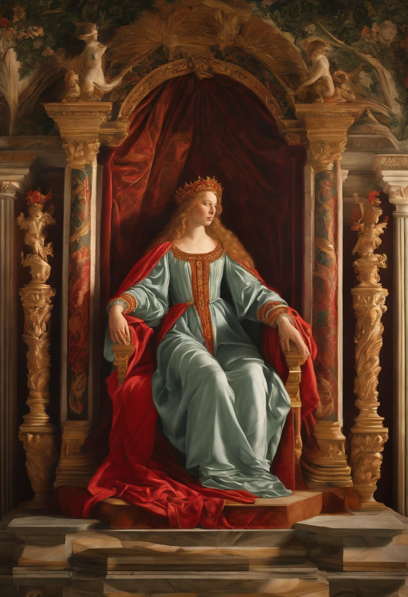 Make a throne in the style of Sandro Botticelli