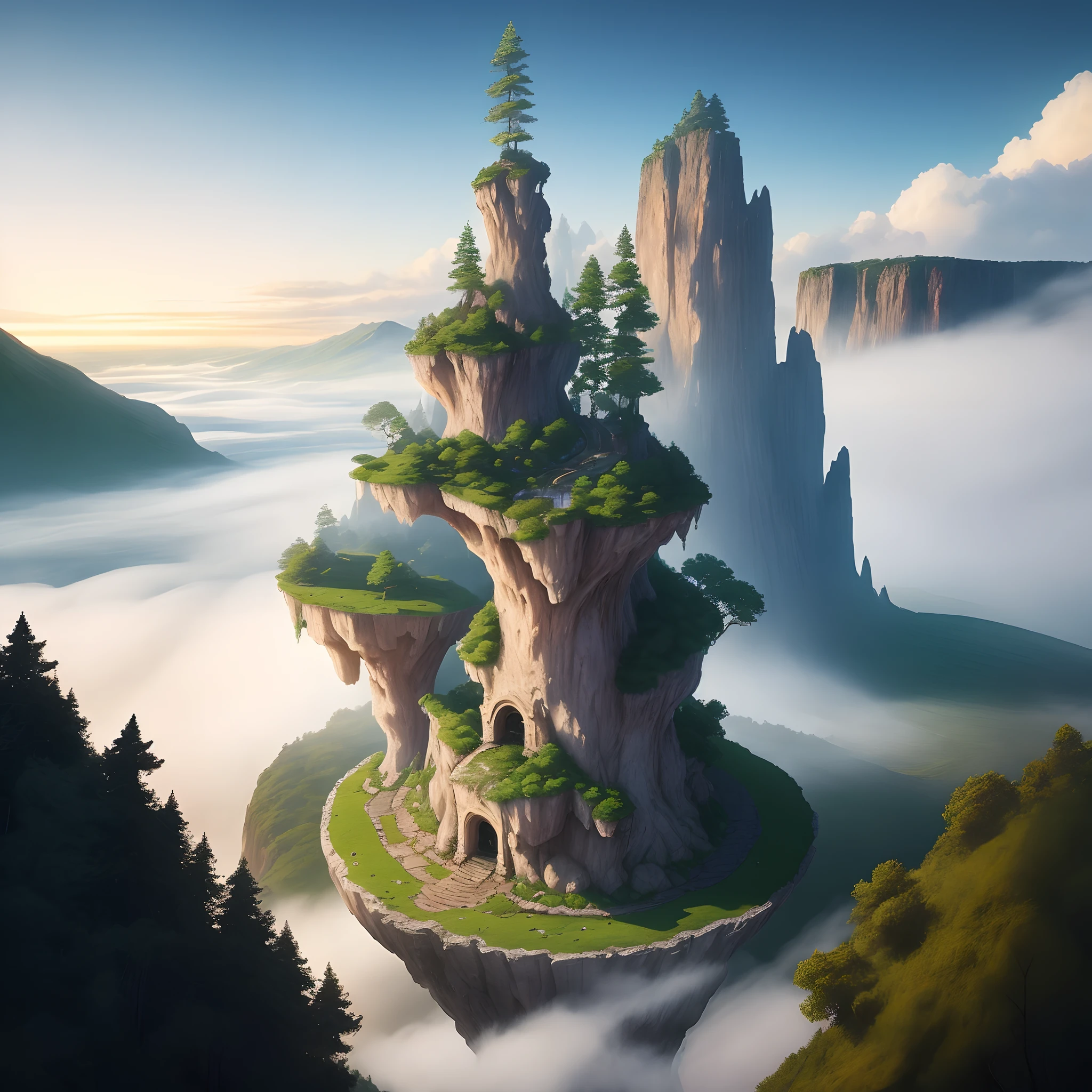 Welcome to the enchanted realm of Talandria, a land brimming with mythical wonders and awe-inspiring beauty. As you step into this magical landscape, where every breath carries a hint of mysticism, describe the breathtaking sights that unfold before you.

In the distance, towering crystal-clear waterfalls cascade down emerald cliffs, their cascading waters imbued with a shimmering glow. The air is alive with the soft melodies of ethereal beings, their invisible presence intoxicating the senses. Floating islands adorned with vibrant flora drift effortlessly across a pristine sky, casting enchanting shadows on the land below.

As you explore further, you come across a hidden glade, guarded by majestic creatures of legend. Fey creatures flit gracefully from flower to flower, their luminous wings leaving trails of sparkling dust in their wake. Gigantic ancient trees, their bark inscribed with mythical symbols, whisper stories of forgotten heroes and epic battles.

The landscape itself seems alive, pulsating with magic. Swirling mists dance across the velvety meadows, conjuring up visions of mythical beasts and legendary heroes. A mystical portal, adorned with intricate runes, beckons you to step through and explore even deeper realms of this fantastical world.
