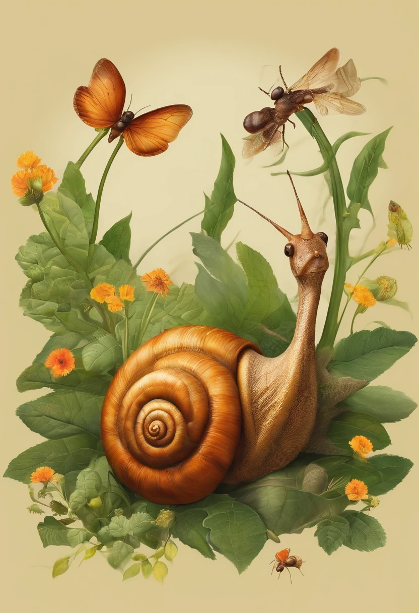 There are snails, ants, spiders and caterpillars in the room