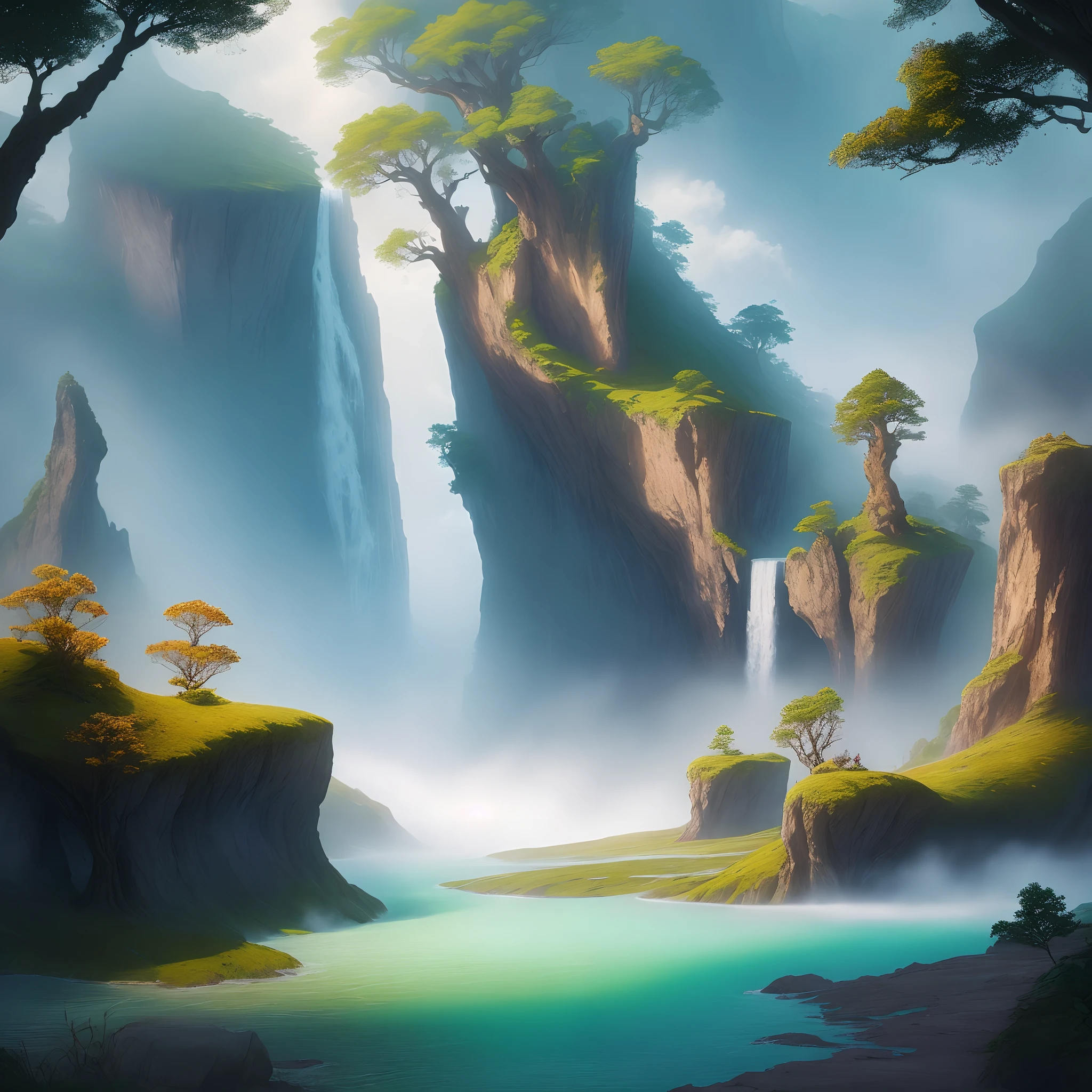 Welcome to the enchanted realm of Talandria, a land brimming with mythical wonders and awe-inspiring beauty. As you step into this magical landscape, where every breath carries a hint of mysticism, describe the breathtaking sights that unfold before you.
In the distance, towering crystal-clear waterfalls cascade down emerald cliffs, their cascading waters imbued with a shimmering glow. The air is alive with the soft melodies of ethereal beings, their invisible presence intoxicating the senses. Floating islands adorned with vibrant flora drift effortlessly across a pristine sky, casting enchanting shadows on the land below.
As you explore further, you come across a hidden glade, guarded by majestic creatures of legend. Fey creatures flit gracefully from flower to flower, their luminous wings leaving trails of sparkling dust in their wake. Gigantic ancient trees, their bark inscribed with mythical symbols, whisper stories of forgotten heroes and epic battles.
The landscape itself seems alive, pulsating with magic. Swirling mists dance across the velvety meadows, conjuring up visions of mythical beasts and legendary heroes. A mystical portal, adorned with intricate runes, beckons you to step through and explore even deeper realms of this fantastical world.
