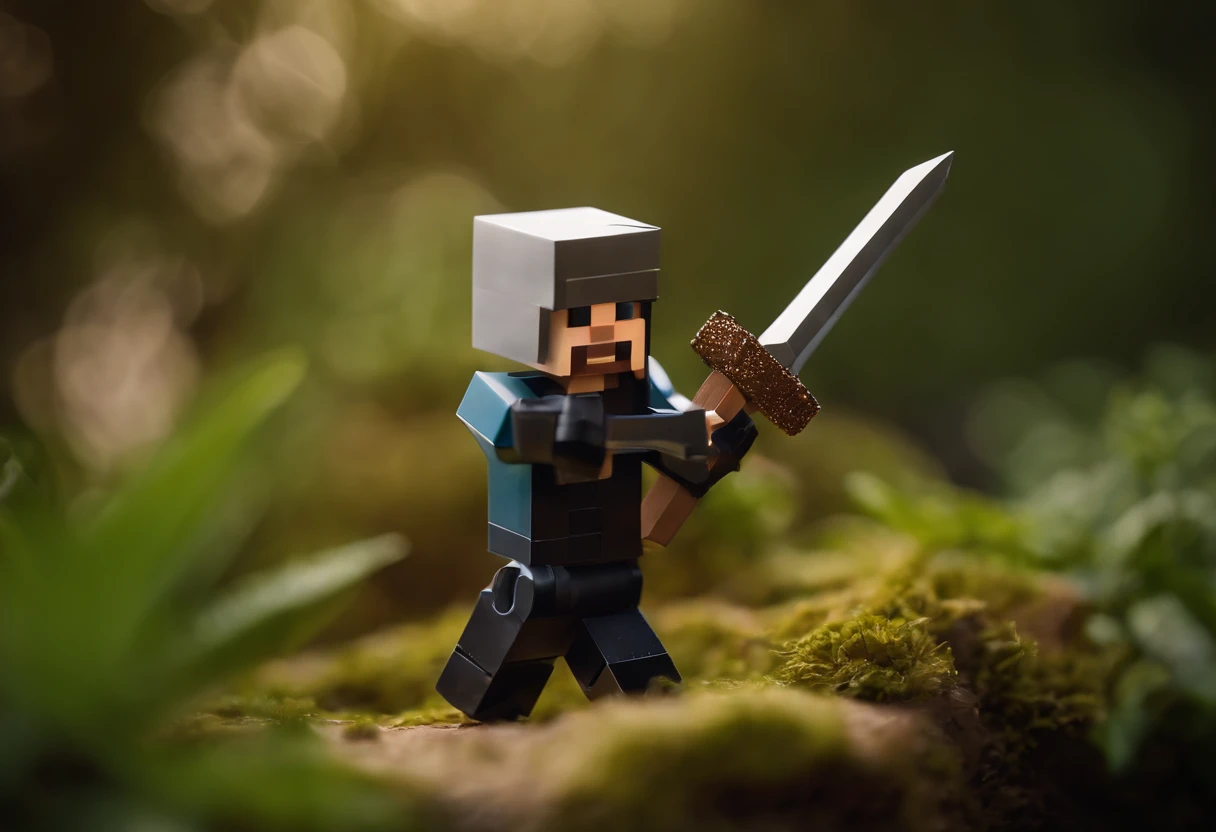 Steve is attacked by other players carrying swords in Minecraft Bedwars