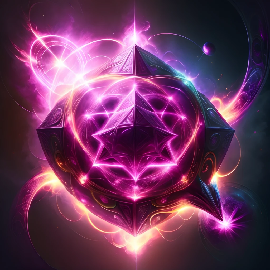 metatron sacred geometry, magenta golden fire, magenta flame, metatron cube, intergalactic background