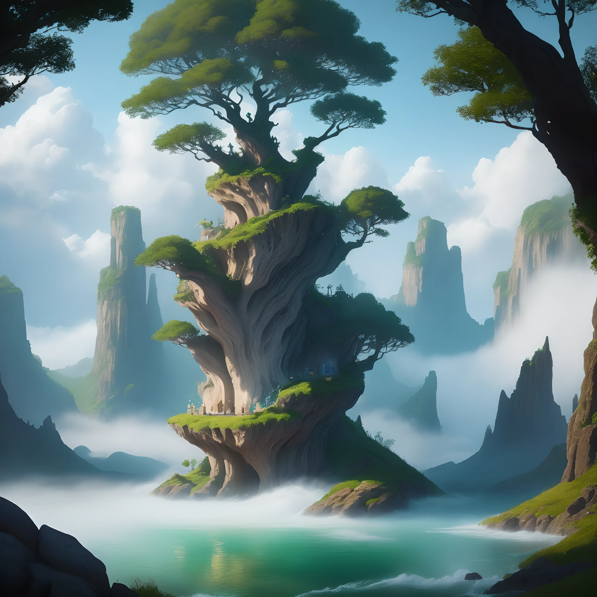Welcome to the enchanted realm of Talandria, a land brimming with mythical wonders and awe-inspiring beauty. As you step into this magical landscape, where every breath carries a hint of mysticism, describe the breathtaking sights that unfold before you.
In the distance, towering crystal-clear waterfalls cascade down emerald cliffs, their cascading waters imbued with a shimmering glow. The air is alive with the soft melodies of ethereal beings, their invisible presence intoxicating the senses. Floating islands adorned with vibrant flora drift effortlessly across a pristine sky, casting enchanting shadows on the land below.
As you explore further, you come across a hidden glade, guarded by majestic creatures of legend. Fey creatures flit gracefully from flower to flower, their luminous wings leaving trails of sparkling dust in their wake. Gigantic ancient trees, their bark inscribed with mythical symbols, whisper stories of forgotten heroes and epic battles.
The landscape itself seems alive, pulsating with magic. Swirling mists dance across the velvety meadows, conjuring up visions of mythical beasts and legendary heroes. A mystical portal, adorned with intricate runes, beckons you to step through and explore even deeper realms of this fantastical world.