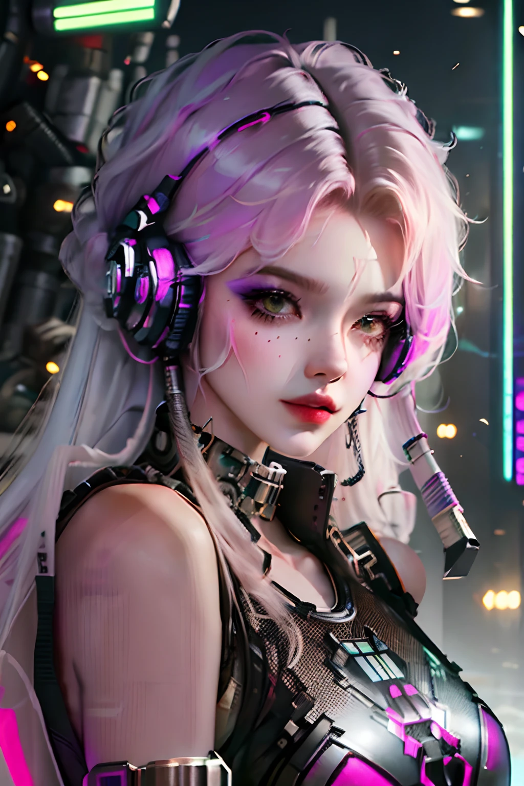 nordic girl, Brunette head, singing, Malice <lora:nuclearpunk-style-darquelilly-v1:1> nuclearpunk,