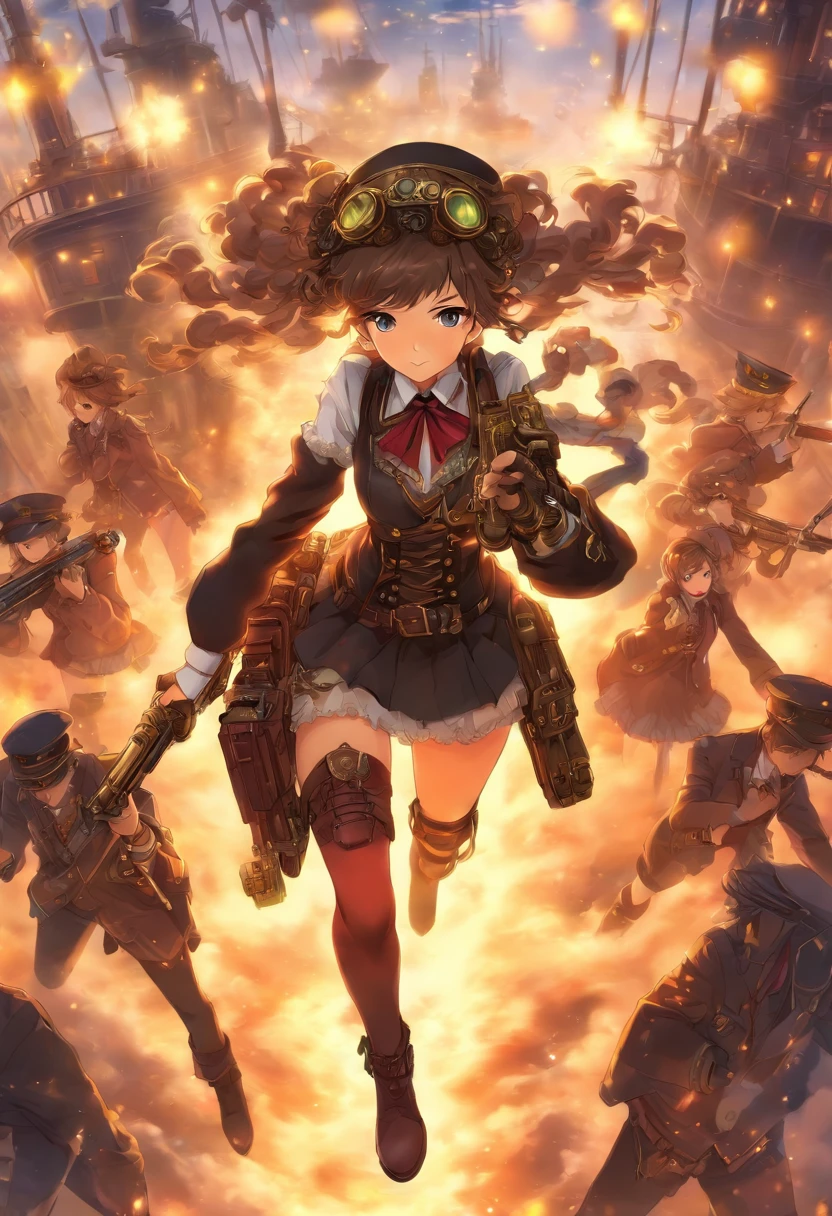 steampunc、hi-school girl、rifle、Steamships