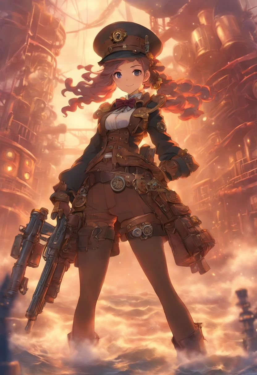 steampunc、hi-school girl、rifle、Steamships