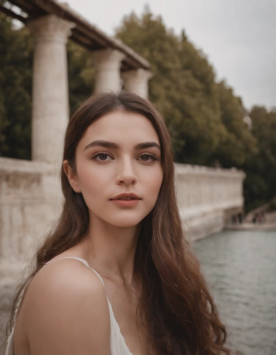 travellers, in the style of rap aesthetics, girl,Istanbul, Turkey, make for a memorable photo. The background is grandiose Topkapi Palace,photo taken with fujifilm superia, charly amani, oversized portraits, babycore, upper body