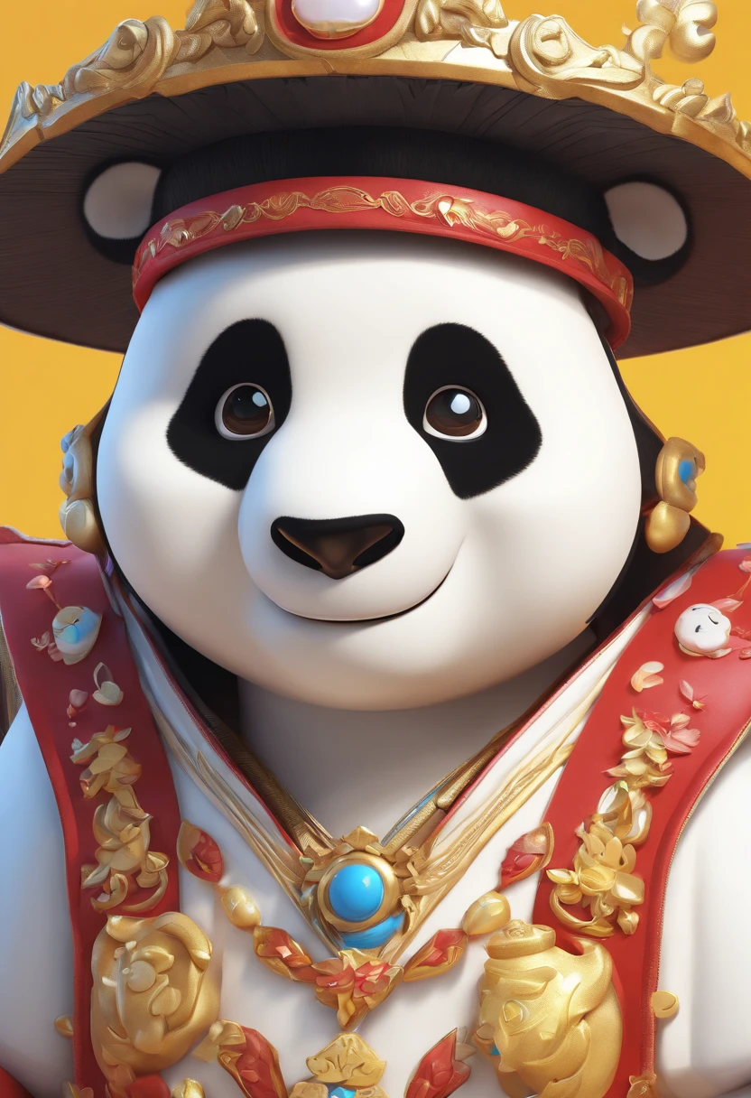 Zhuge Liang image of panda 3d cartoon game IP cute panda close-up delicate face, retina, 4K, super detail