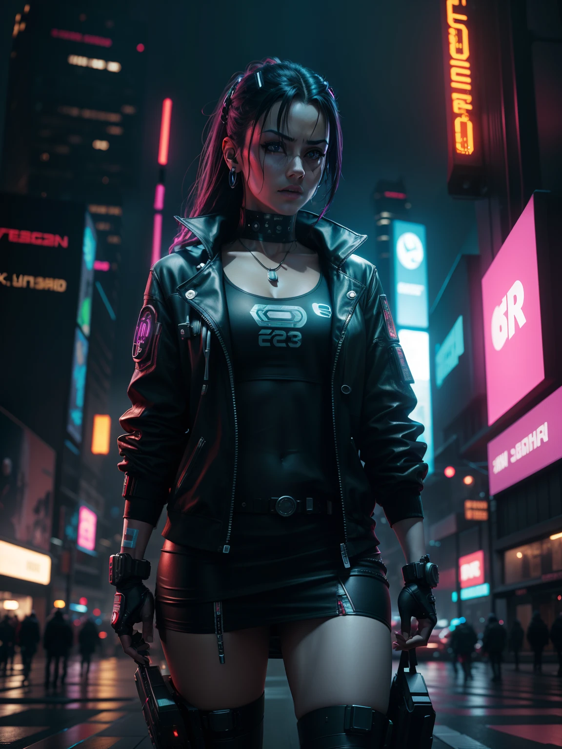 (((cyberpunk style))), wallpaper of a female Astronaut on a dangerous planet, Bill Henson, standing on top of a mountain, hyper-detailed face, black hair, realistic golden eyes, sensual body, hyper-detailed , 8k resolution
