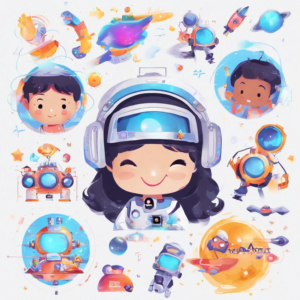Depict a bright classroom,Full of technology atmosphere。Students in the classroom can use VR glasses for virtual reality learning,They can explore a variety of scenarios and knowledge in an immersive way。ao mesmo tempo,There are also students drawing cartoon characters,Show their creativity and artistic talent。Teachers are teaching students how to take pictures with their cameras,Develop their photography skills。Still others draw with brushes,Express your thoughts and feelings。ao mesmo tempo,There are also students exploring the inside of the classroom,Discover new knowledge and discoveries。There are even students operating drones to measure,Demonstrate the application and innovation of technology。The entire illustration can be laid out vertically,to highlight the faces and expressions of the characters,This illustration is suitable for commercial use,Can be used for education-related advertising、promotional materials, etc,Show the technology and innovation of modern education。