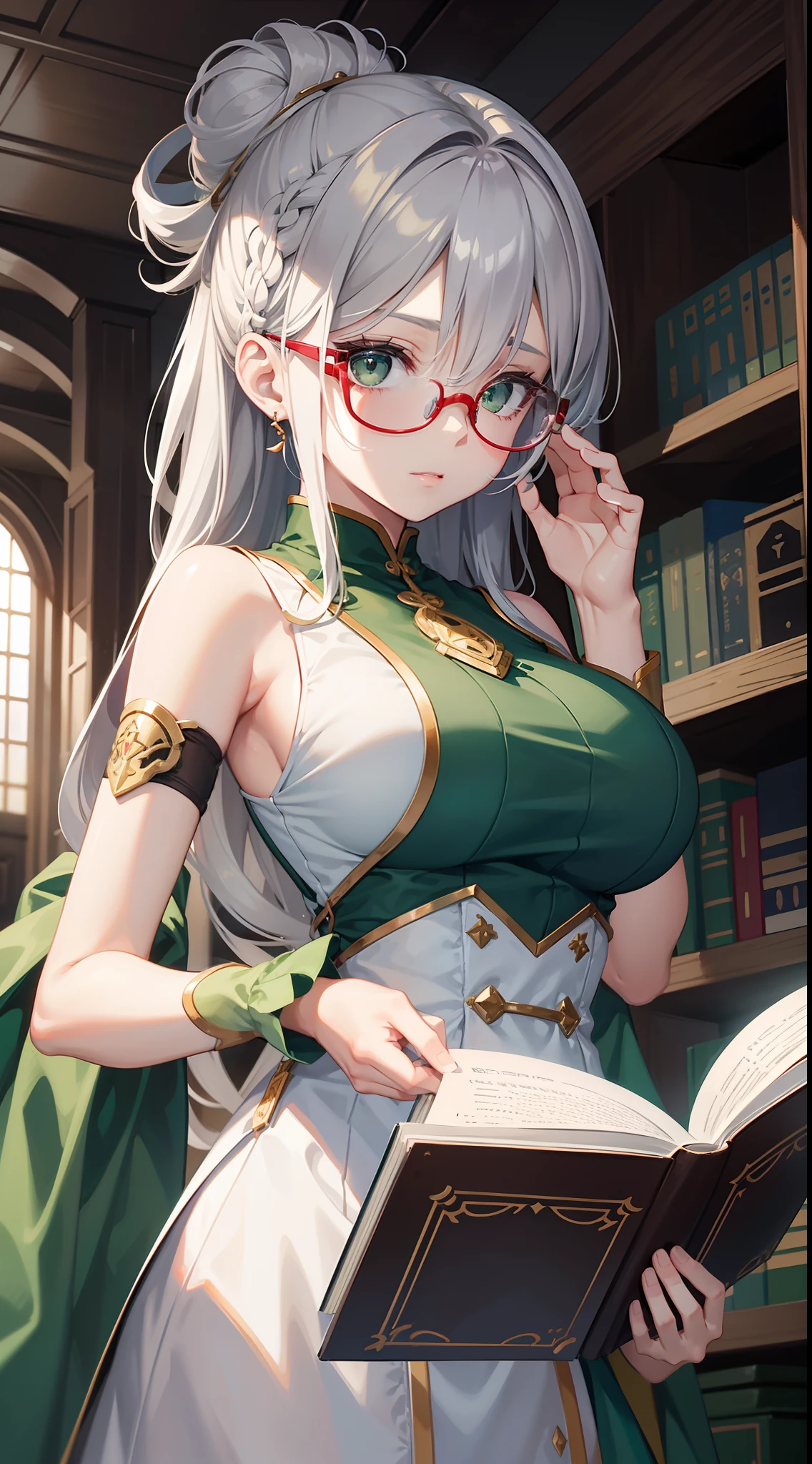 2girsl, pov, 1boy, paizuri, penis between the breasts, breasts squeeze together, , , she gives me a titfuck , naughty witch miya gives me a titfuck, green magic circle, lights, :p, fantasy comedy, night, green magic circle, wet penis, pubic hair, nipples, she use a red magic circle, circle glasses sleeveless, , magic circle effects, magic particles, side boob