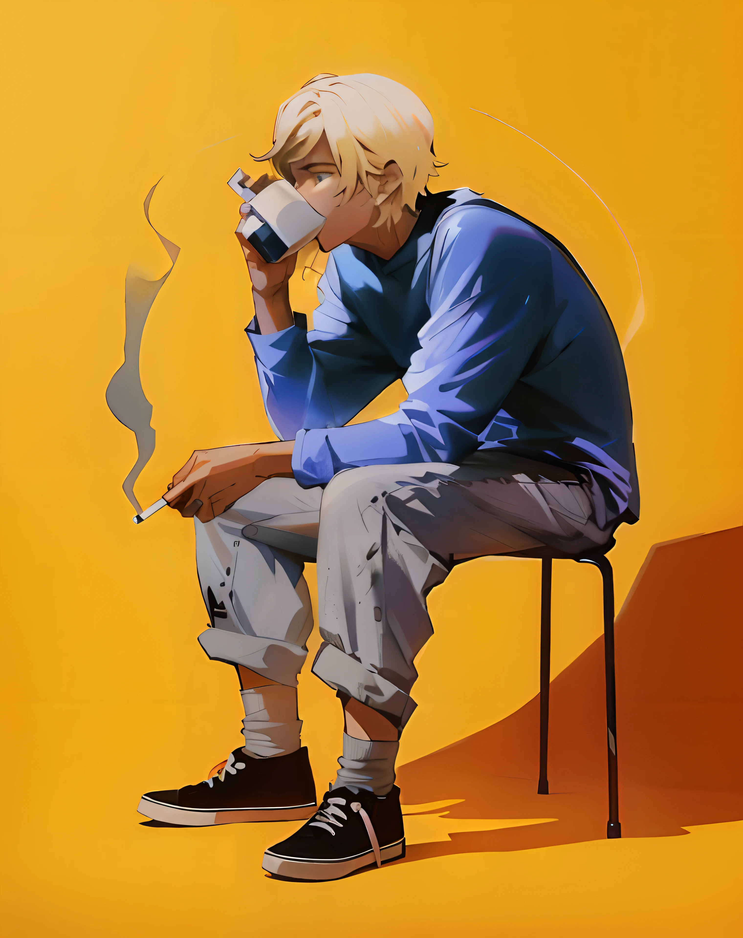 left hand holding cigarette, right hand holding glass