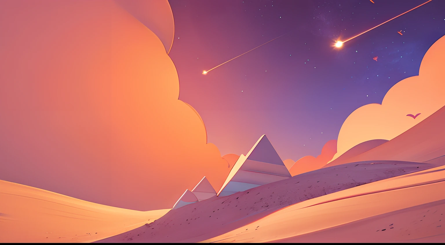 starryskybackground，orange colors、red colour、purpleish color、warm sunlight，cartoonish style，8K exquisite cartoons，Artistic fantasy，cartoony，Don't be human，Don't be human，
