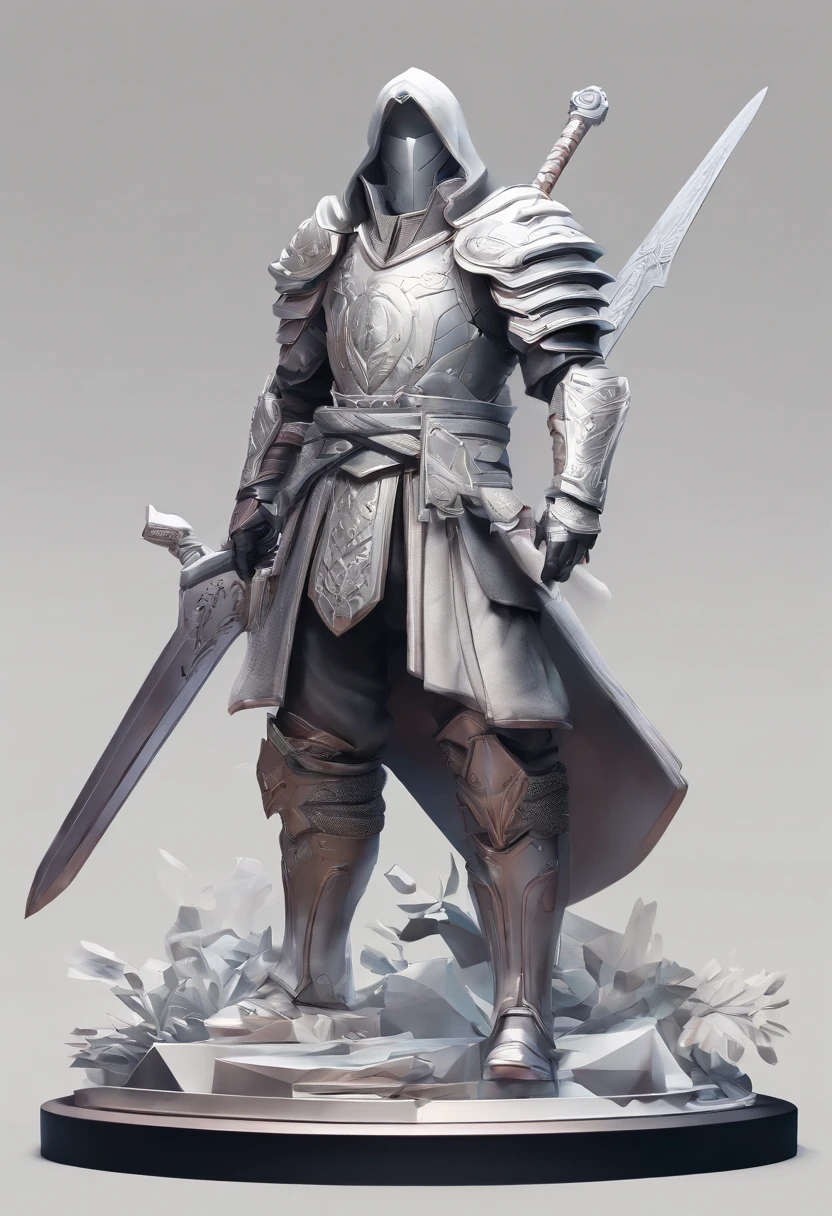 3d character bust of a swordsman, character concept, hand drawn cartoon illustration, Solid and vivid background, Fine, detailed scale, Soft lighting, game character, upper body, Created by Lois Van Barl and Reusch and Ross Tran and Ross Drås and Sam Yang and Sam Ess Arts and Altgerm, Best Quality, masutepiece