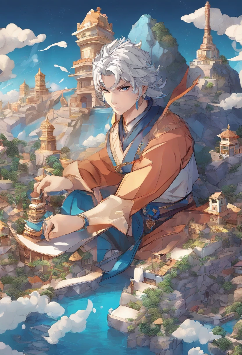 3d character bust of a swordsman, character concept, hand drawn cartoon illustration, Solid and vivid background, Fine, detailed scale, Soft lighting, game character, upper body, Created by Lois Van Barl and Reusch and Ross Tran and Ross Drås and Sam Yang and Sam Ess Arts and Altgerm, Best Quality, masutepiece