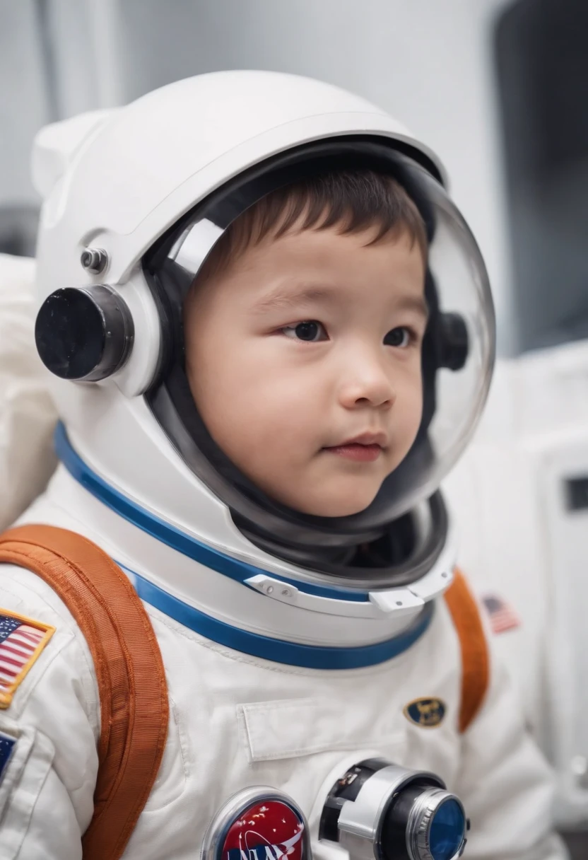  astronaut, dressed as an astronaut in space，upper body，Chinese extravehicular space suit