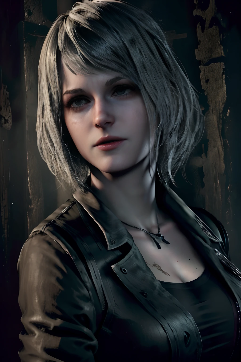 The very big askley looking at the camera, this is the full sized image and it is super realistic she looks real like in resident evil 4 remake