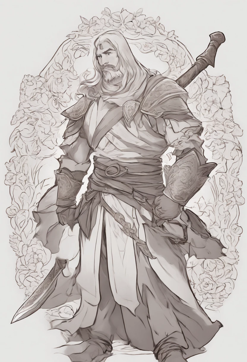 3d character bust of a swordsman, character concept, hand drawn cartoon illustration, Solid and vivid background, Fine, detailed scale, Soft lighting, game character, upper body, Created by Lois Van Barl and Reusch and Ross Tran and Ross Drås and Sam Yang and Sam Ess Arts and Altgerm, Best Quality, masutepiece