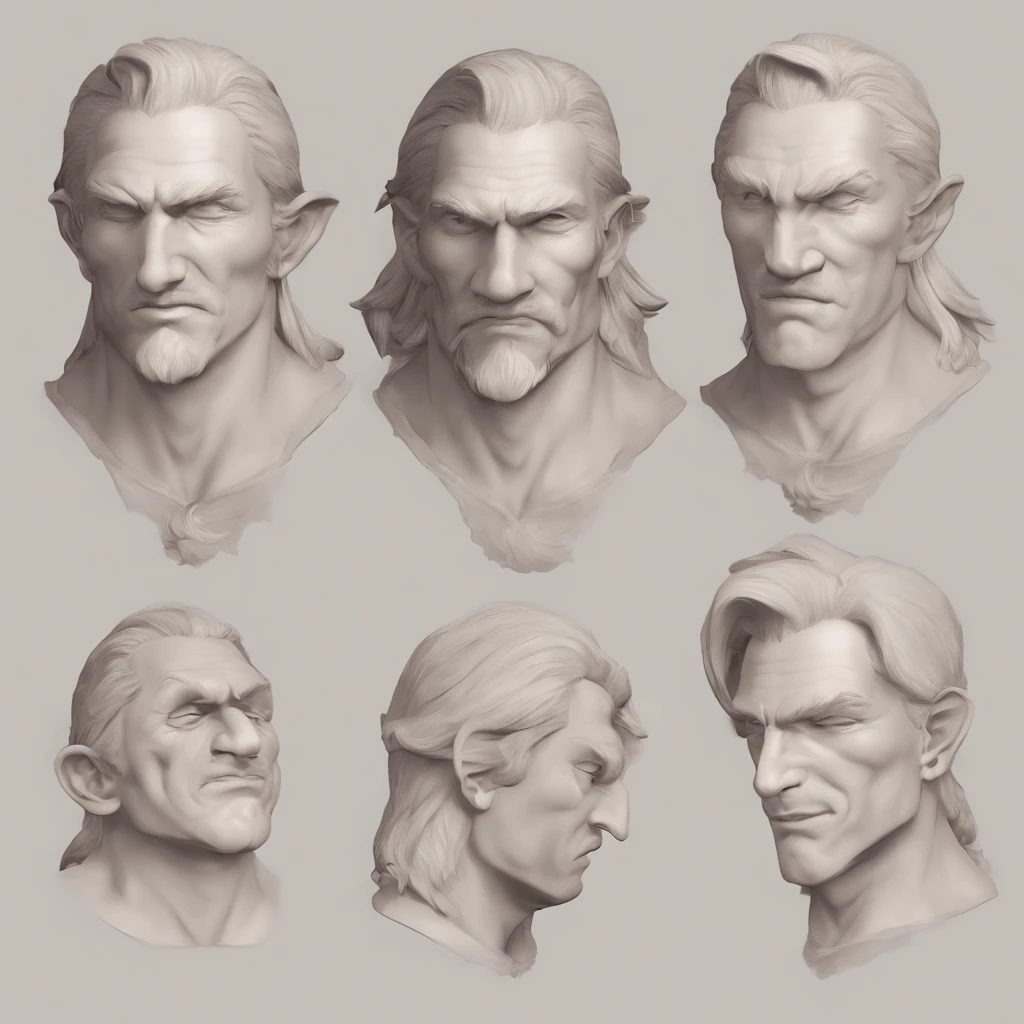 3d character bust of a swordsman, character concept, hand drawn cartoon illustration, Solid and vivid background, Fine, detailed scale, Soft lighting, game character, upper body, Created by Lois Van Barl and Reusch and Ross Tran and Ross Drås and Sam Yang and Sam Ess Arts and Altgerm, Best Quality, masutepiece