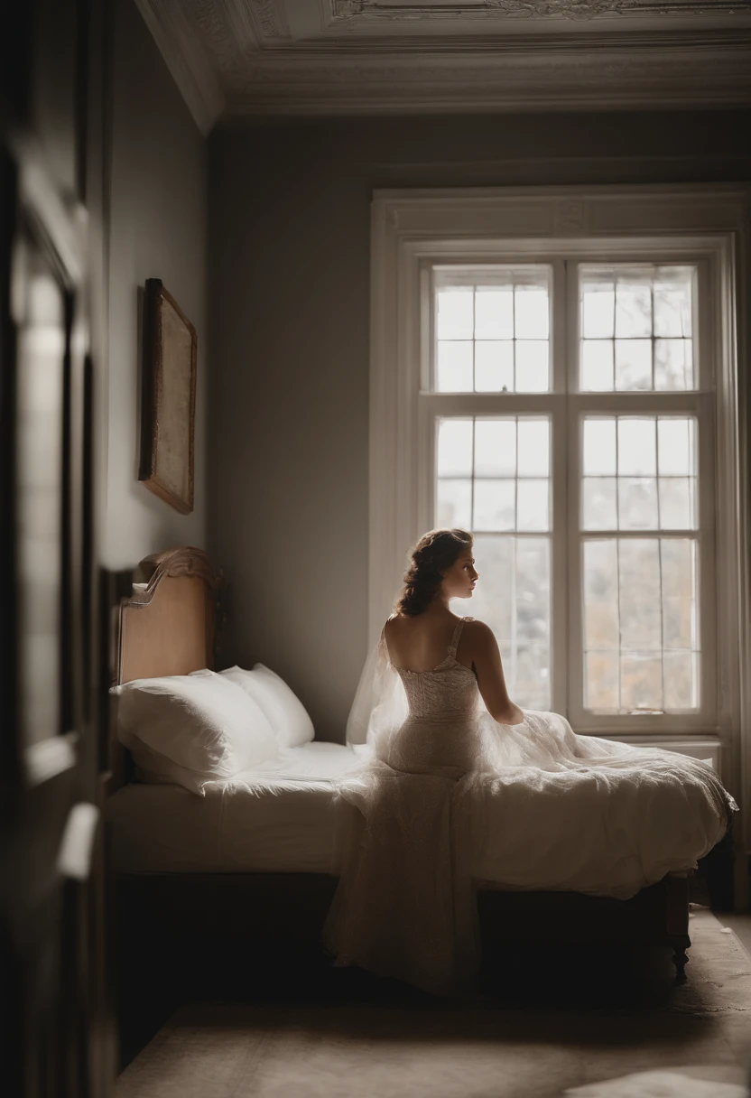 (top-quality)、 (masterpiece)、(profetional lighting)、 (Bewitching:1.2)、 (A hyper-realistic)、(Stylish), (intricate detailes)、 (perfect anatomia)、(sexy woman, bed, lieing down, white sheets, bedroom, showing off body, , ultra realistic, from below