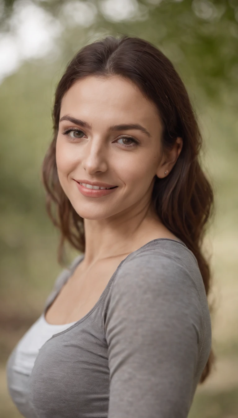 woman smiling in park holding a yoga mat, in the style of white and maroon, sliman mansour, sigma 85mm f/1.4 dg hsm art, close-up intensity, cabincore, emek golan, untrained