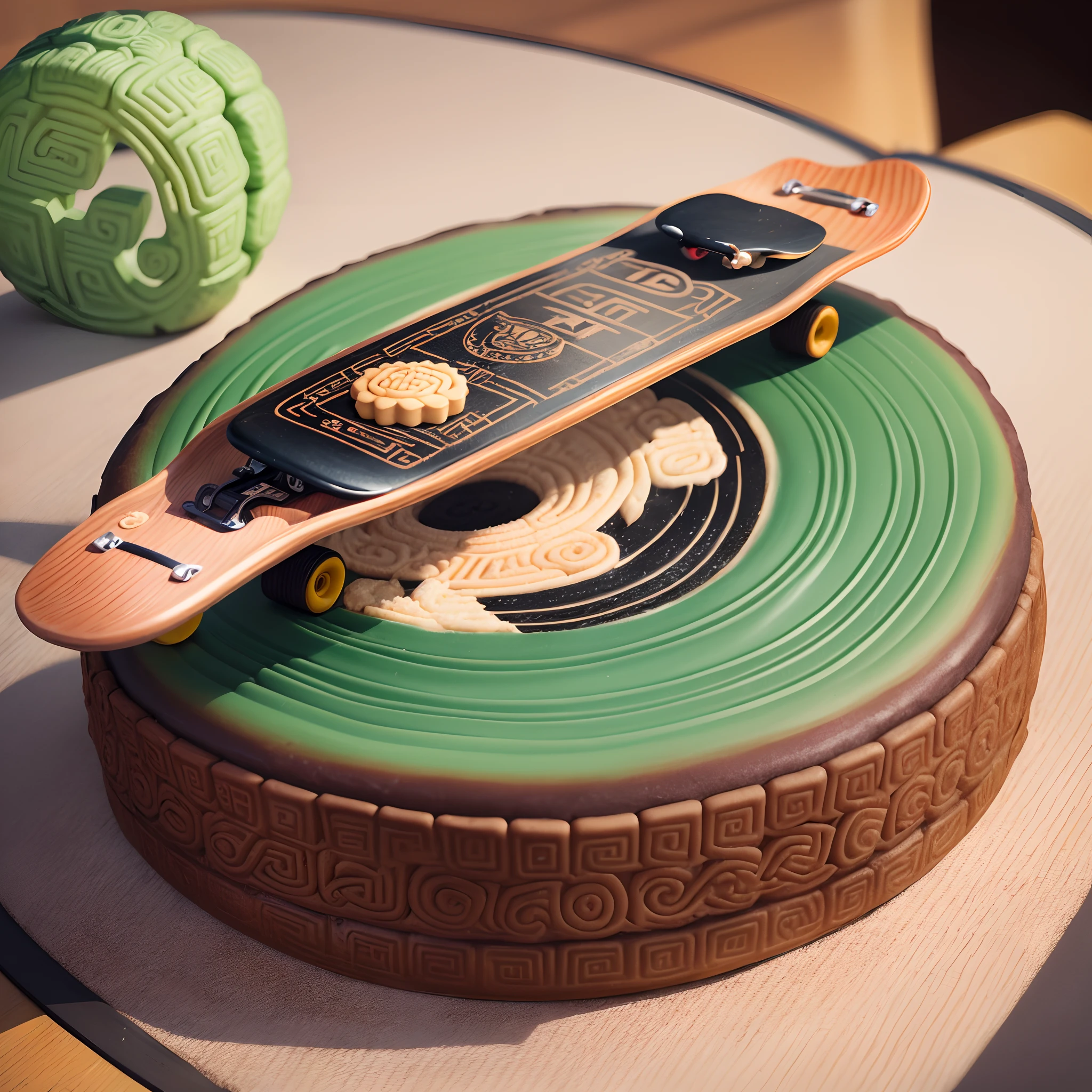 A mooncake shaped like a skateboard --auto --s2
