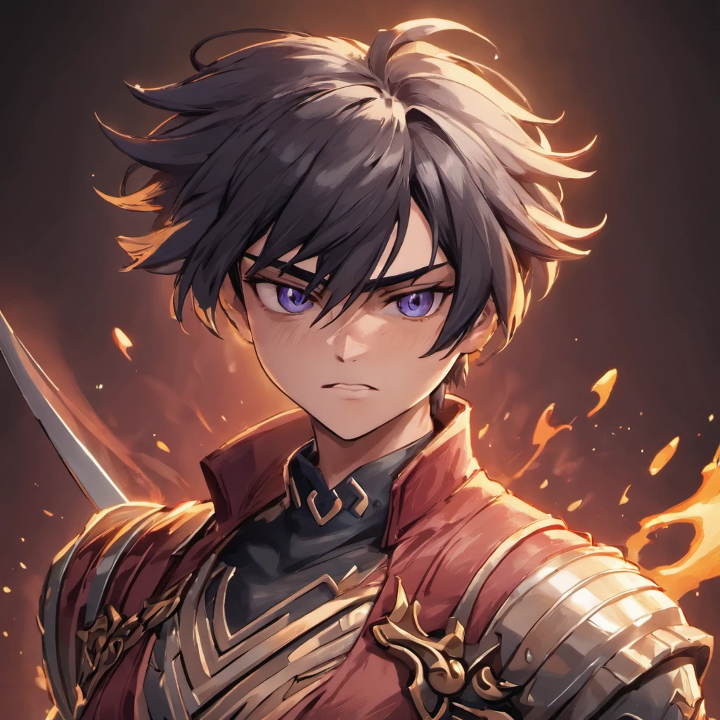 3d character bust of a swordsman, character concept, hand drawn cartoon illustration, Solid and vivid background, Fine, detailed scale, Soft lighting, game character, upper body, Created by Lois Van Barl and Reusch and Ross Tran and Ross Drås and Sam Yang and Sam Ess Arts and Altgerm, Best Quality, masutepiece