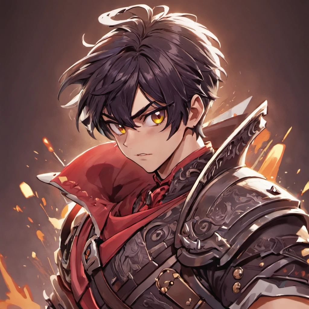 3d character bust of a swordsman, character concept, hand drawn cartoon illustration, Solid and vivid background, Fine, detailed scale, Soft lighting, game character, upper body, Created by Lois Van Barl and Reusch and Ross Tran and Ross Drås and Sam Yang and Sam Ess Arts and Altgerm, Best Quality, masutepiece