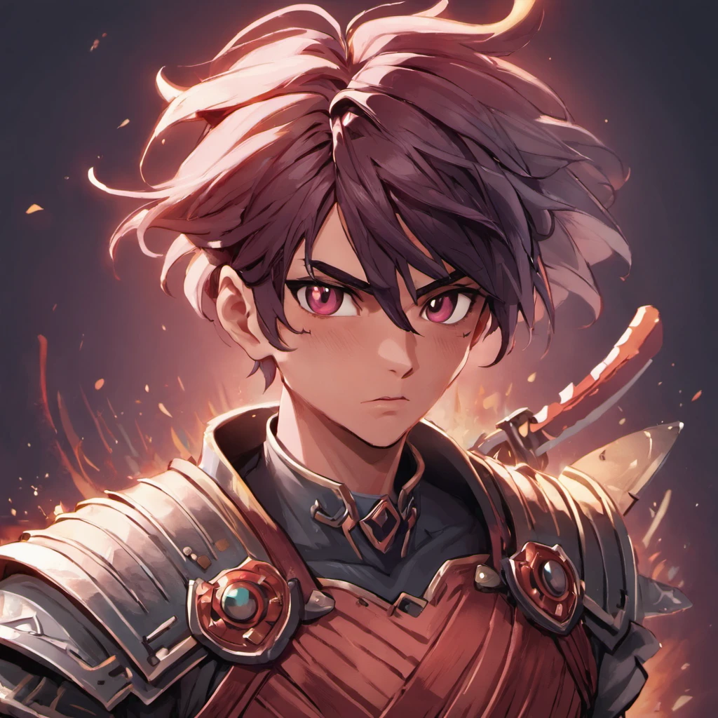 3d character bust of a swordsman, character concept, hand drawn cartoon illustration, Solid and vivid background, Fine, detailed scale, Soft lighting, game character, upper body, Created by Lois Van Barl and Reusch and Ross Tran and Ross Drås and Sam Yang and Sam Ess Arts and Altgerm, Best Quality, masutepiece